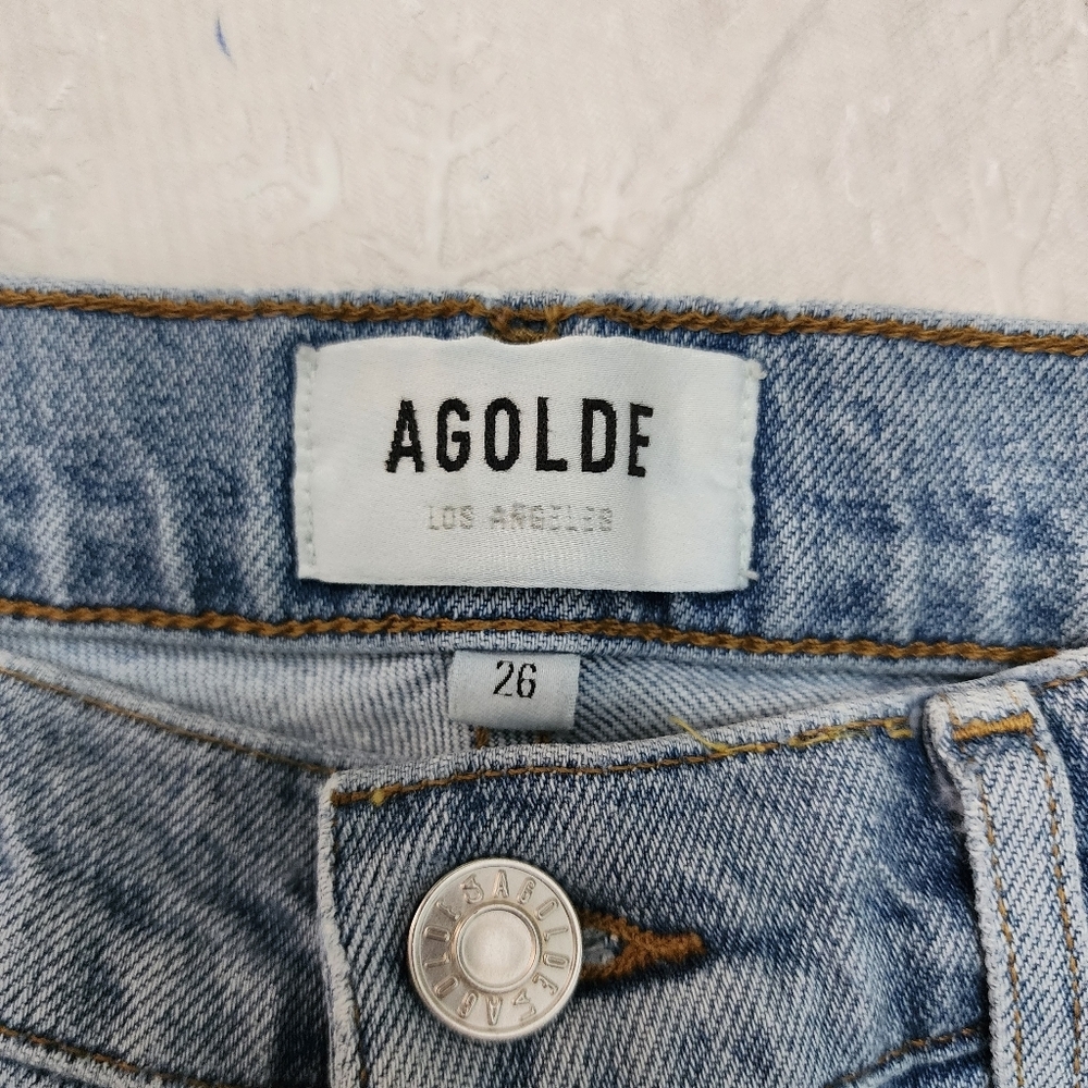 Agolde Jeans Women Size 26 High Rise Slim Srtetch Button Fly Light Blue Cotton - Picture 10 of 10